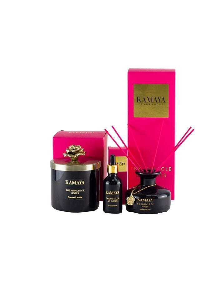 KAMAYA 150 ml Reed diffuser in black jar, with a handmade metal decorative pendant | Long lasting fragrance, Rose fragrance with two sets of reeds | in bright decorative gift box for occasions - Image 3