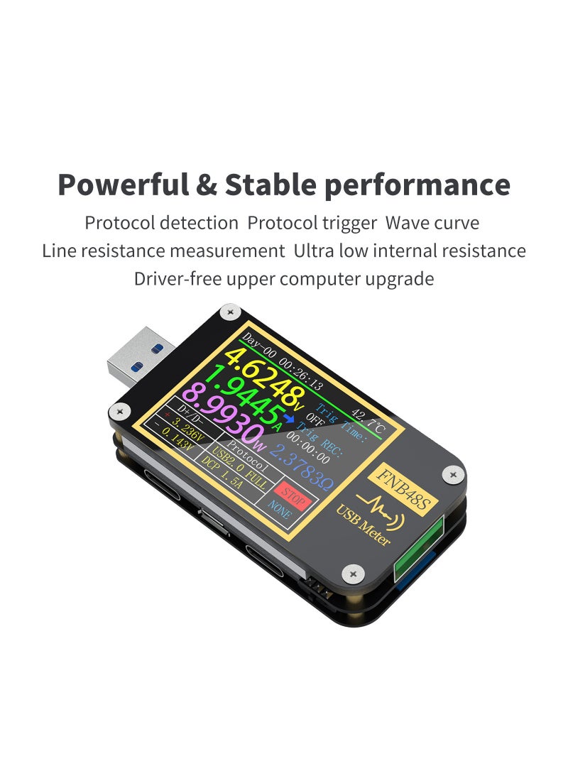 FNIRSI-FNB48 1.77 Inch Display Screen Voltmeter Ammeter Current Multifunction Mobile Phone Quick Recharging Tester Protocol Capacity Test Tool