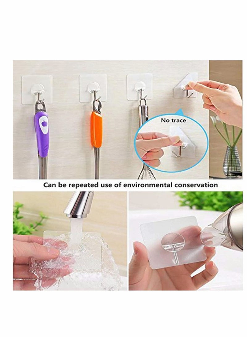 8 Pack Wall Hooks Self Adhesive Sticker Hanger Clear Reusable Seamless - Image 3