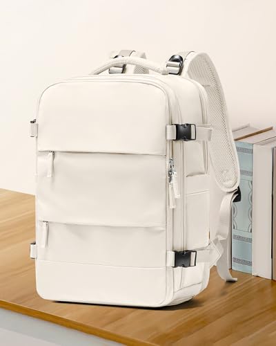 coowoz Travel Backpack For Women Men,Carry On Backpack,Hiking Backpacks Waterproof Outdoor Sports Rucksack Casual Daypack travel essentials（Off White） - Image 2