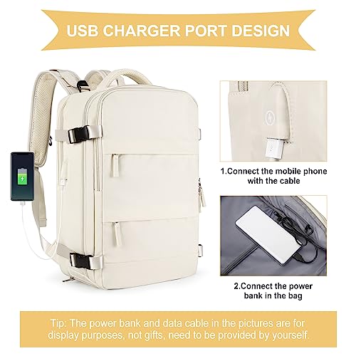 coowoz Travel Backpack For Women Men,Carry On Backpack,Hiking Backpacks Waterproof Outdoor Sports Rucksack Casual Daypack travel essentials（Off White） - Image 5