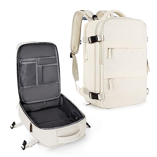 coowoz Travel Backpack For Women Men,Carry On Backpack,Hiking Backpacks Waterproof Outdoor Sports Rucksack Casual Daypack travel essentials（Off White） - Image 4