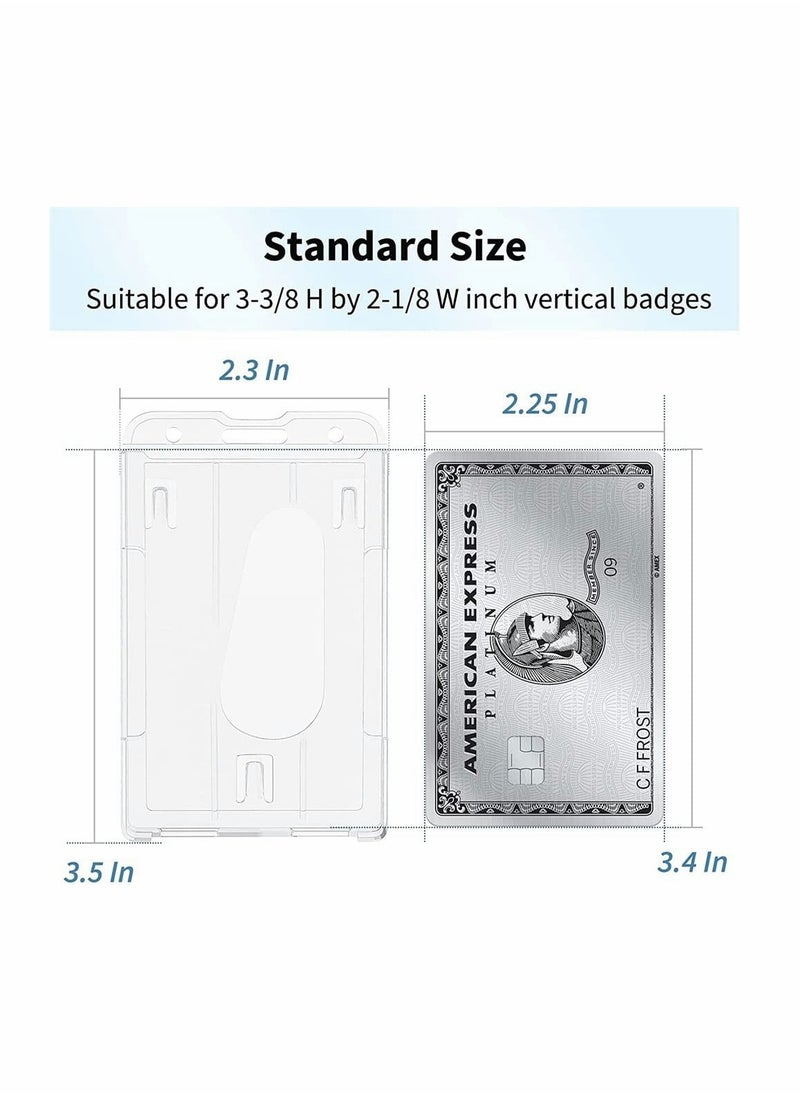 KASTWAVE - Card Protector, Vertical 2 Card Badge Holder Transparent Plastic ID Credit Card Protector with Thumb Slot, Rigid PC Transparent Material, 2 Pack - Image 1