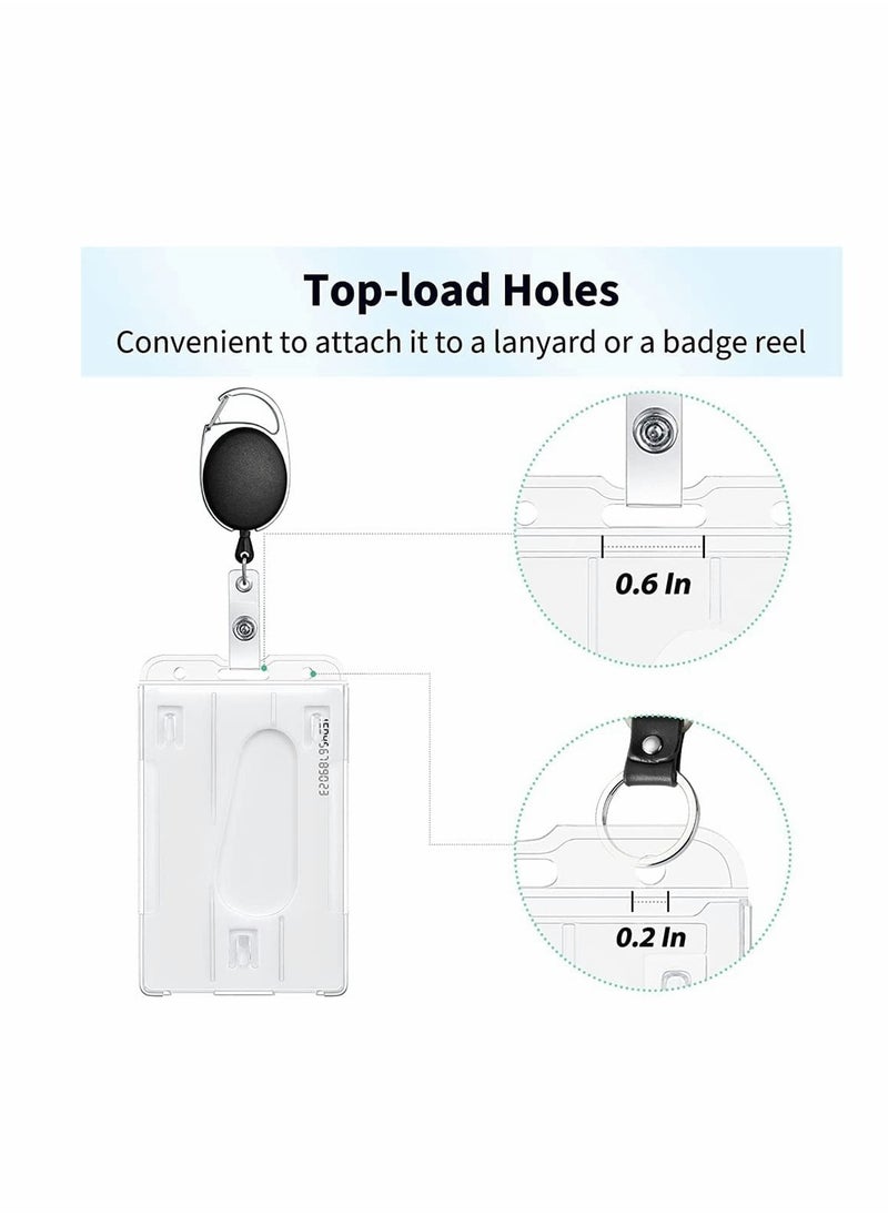 KASTWAVE - Card Protector, Vertical 2 Card Badge Holder Transparent Plastic ID Credit Card Protector with Thumb Slot, Rigid PC Transparent Material, 2 Pack - Image 1