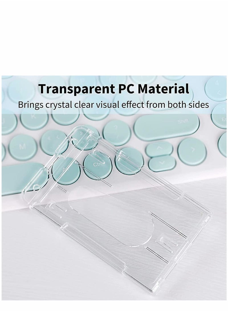 KASTWAVE - Card Protector, Vertical 2 Card Badge Holder Transparent Plastic ID Credit Card Protector with Thumb Slot, Rigid PC Transparent Material, 2 Pack - Image 1