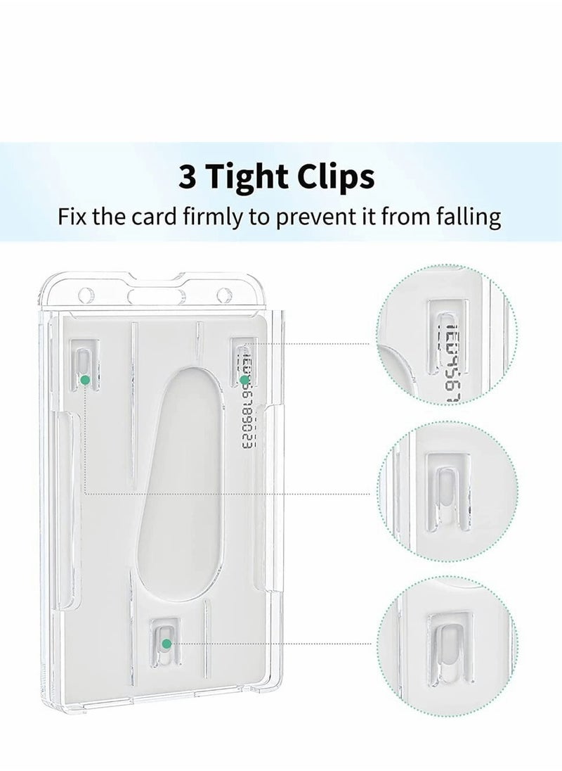 KASTWAVE - Card Protector, Vertical 2 Card Badge Holder Transparent Plastic ID Credit Card Protector with Thumb Slot, Rigid PC Transparent Material, 2 Pack - Image 1