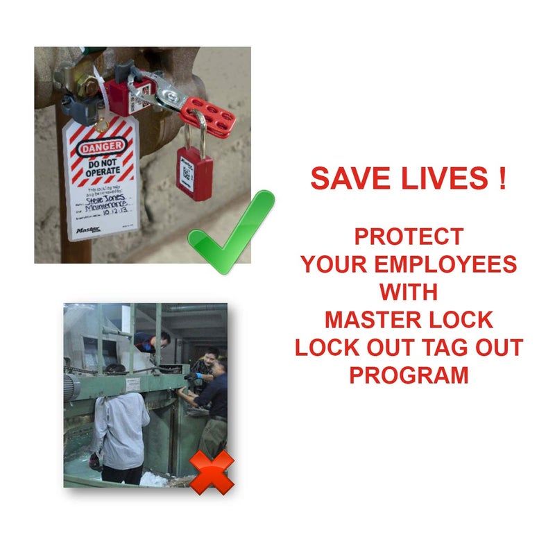 Master Lock Red Lockout Tagout Safety Padlock with Key, Metal Shackle and Non-Conductive Lock Body for Electrical Applications, 410RED - Image 2