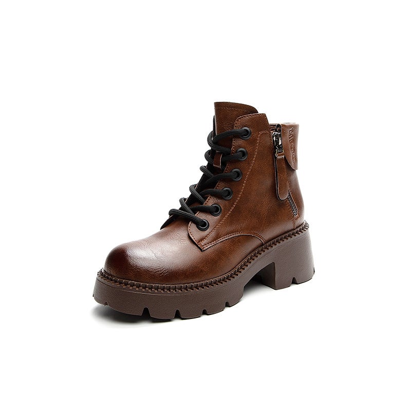 2026 New Trendy Autumn Leather Martin Boots for Women, Thick-Soled, British Style Short Boots, Spring and Autumn Slim Boots - Image 5