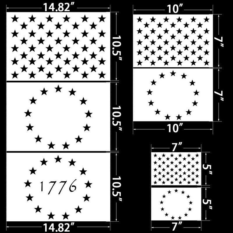 Koogel American Flag 50 Star Stencil, 13 Stars 1776 Stencils for DIY Crafts, Patriotic Decorations, Party, School Projects, Reusable Drawing Templates for Painting on Wood, Wall, Paper, Fabric - Image 2