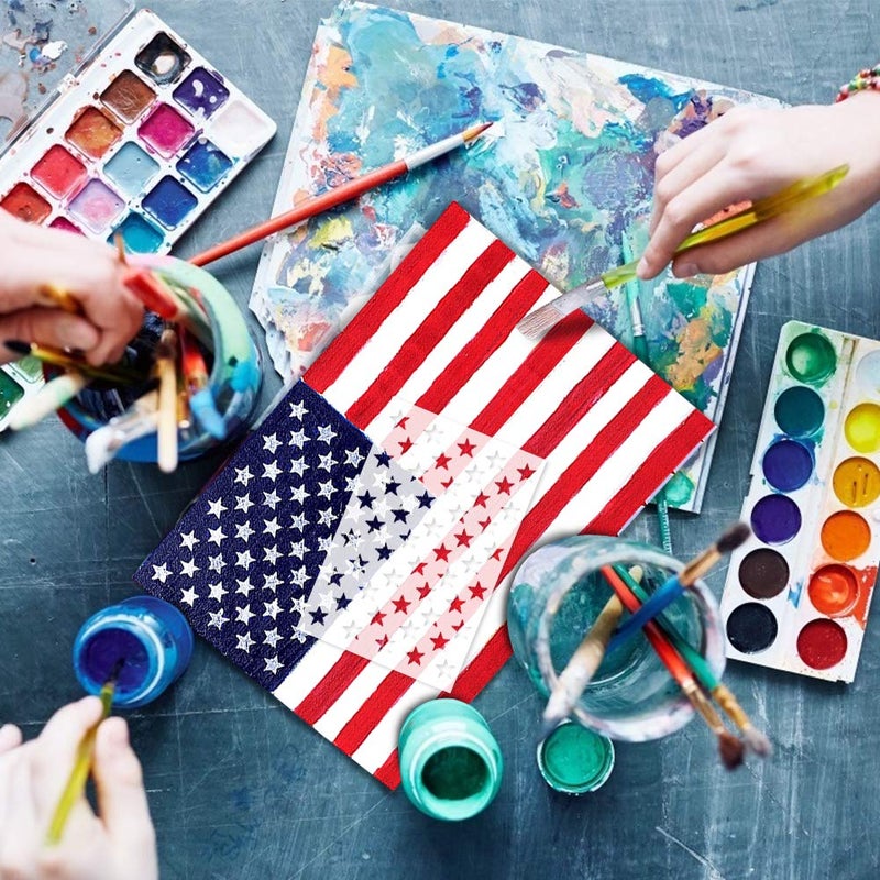 Koogel American Flag 50 Star Stencil, 13 Stars 1776 Stencils for DIY Crafts, Patriotic Decorations, Party, School Projects, Reusable Drawing Templates for Painting on Wood, Wall, Paper, Fabric - Image 4