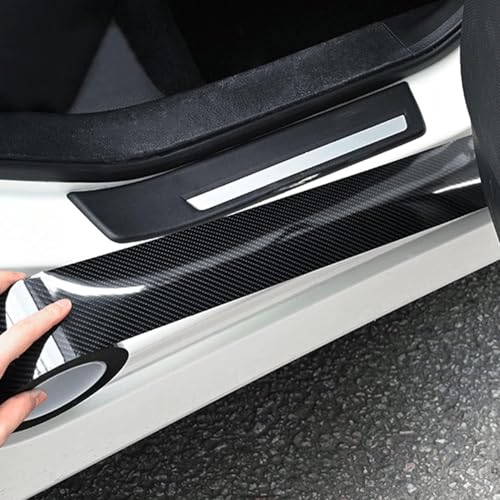Kmils Carbon Fiber Car Door Sill Protector Strip, Anti-Scratch Adhesive Tape for Car Interior/Exterior, Waterproof & Durable Auto Protection Film (5cm x 5m) (Black) - Image 2