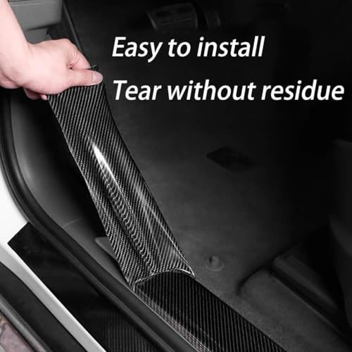 Kmils Carbon Fiber Car Door Sill Protector Strip, Anti-Scratch Adhesive Tape for Car Interior/Exterior, Waterproof & Durable Auto Protection Film (5cm x 5m) (Black) - Image 3