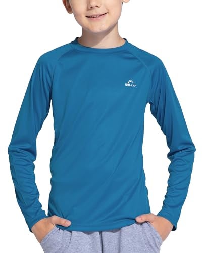 Willit Boy's UPF 50+ Sun Protection Shirt Long Sleeve Rash Guard Swim Shirts Youth SPF Fishing Quick Dry Shirt Ocean Blue XS - Image 1