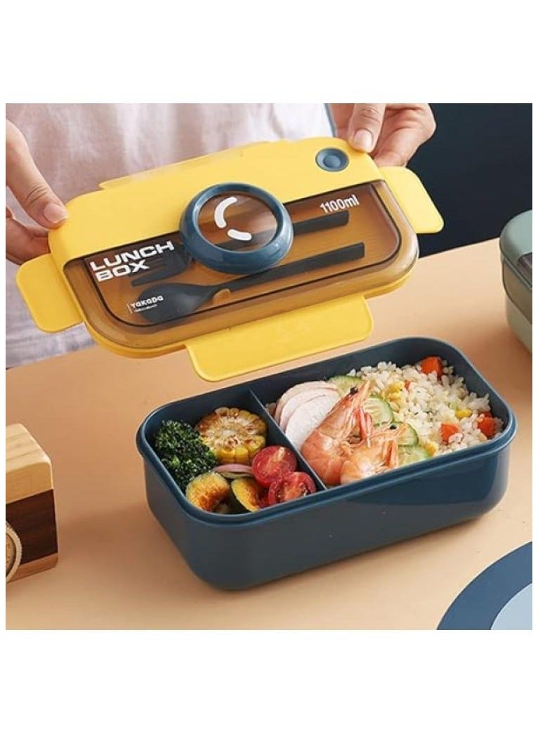 Reusable 1100ml Food-Grade PP Bento Lunch Box with Tableware for Adults & Kids | Microwave Safe  - Image 1