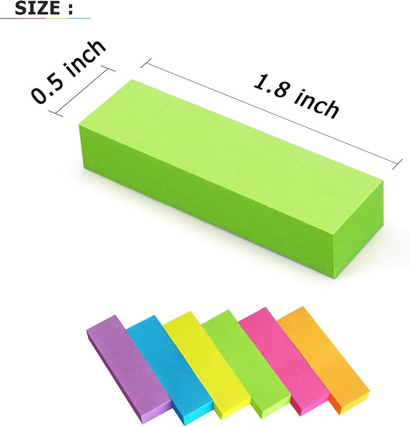 Eastern Wolf 30 Pads 0.5x1.8 Sticky Notes Flags Tabs Page Markers 6 Bright Color Sticky Index Tabs Page Flags 80 Sheet/Pad - Image 2