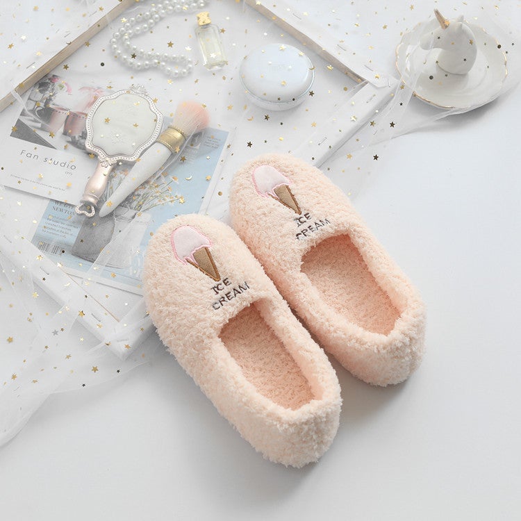 Cute Furry Shoes For , Home Parent-Child Non-Slip Cotton Slippers With Heel, Thick Maternity Shoes, Soft-Soled Floor Shoes - Image 1
