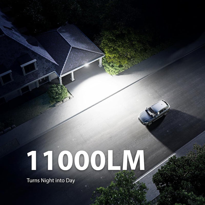 Onforu 100 واط أضواء LED حساسة للحركة في الهواء الطلق، أضواء الفيضانات من الغسق إلى الفجر، أضواء أمان موصولة كهربائياً خارجية 11000 لومن 6500 كلفن ضوء النهار IP65 مقاومة للماء (أبيض) - Image 3