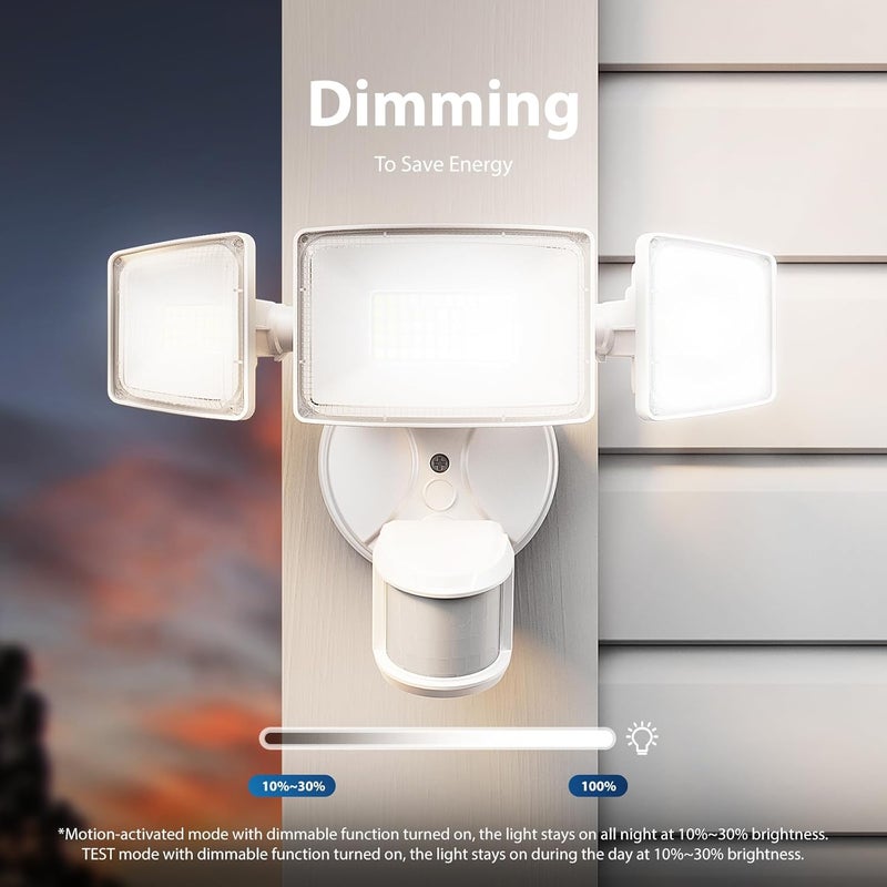 Onforu 100 واط أضواء LED حساسة للحركة في الهواء الطلق، أضواء الفيضانات من الغسق إلى الفجر، أضواء أمان موصولة كهربائياً خارجية 11000 لومن 6500 كلفن ضوء النهار IP65 مقاومة للماء (أبيض) - Image 5