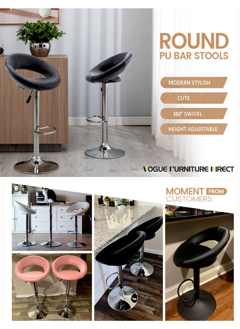 SET OF 2 Bar Stools Modern Counter Height Barstools Adjustable