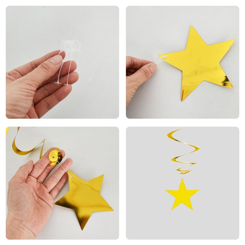 BEISHIDA Blue Gold Stars Hanging Swirls Graduation Hanging Ornament Decorations for Birthday Party Baby Shower Congrats Grade 2026 Graduation Decorations,Pack of 15 - Image 2