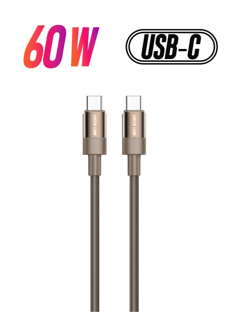 GREEN LION Desert Spark Cable USB-C to USB-C 1M 60W / Charge & Sync / Secure & Safe / Wide Compatible / 480Mbps Data Transfer / Quick Charge - Desert Titanium - Image 1