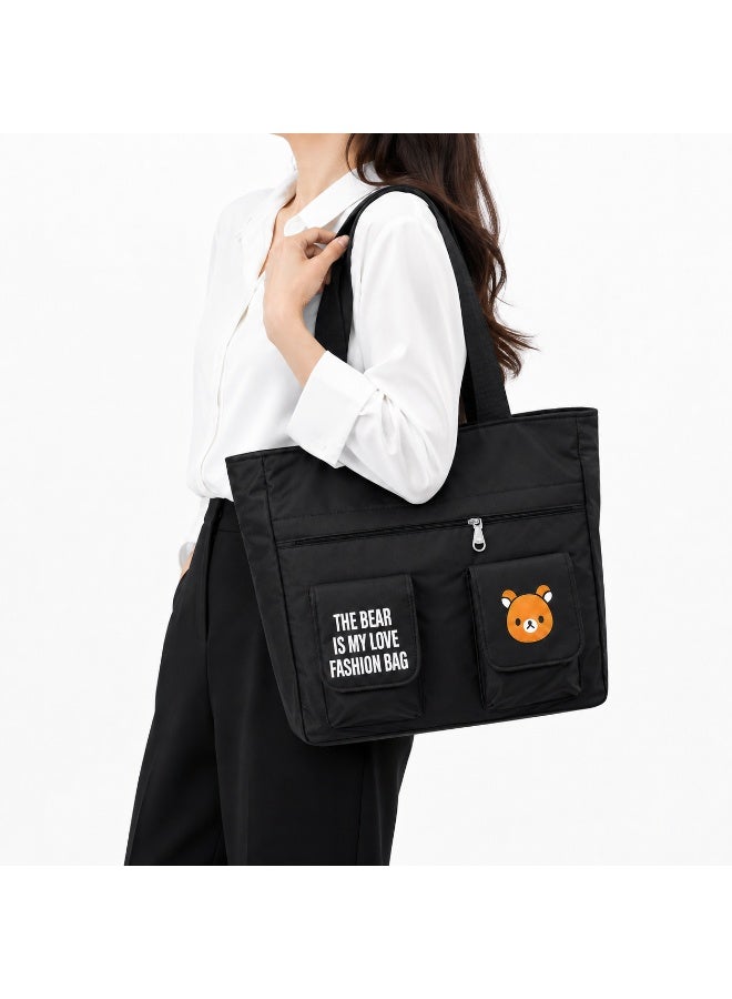 Women’s Tote Bag with Top Zipper, Multiple Front Pockets, Detachable Mini Purse and Wide Shoulder Straps - Image 1
