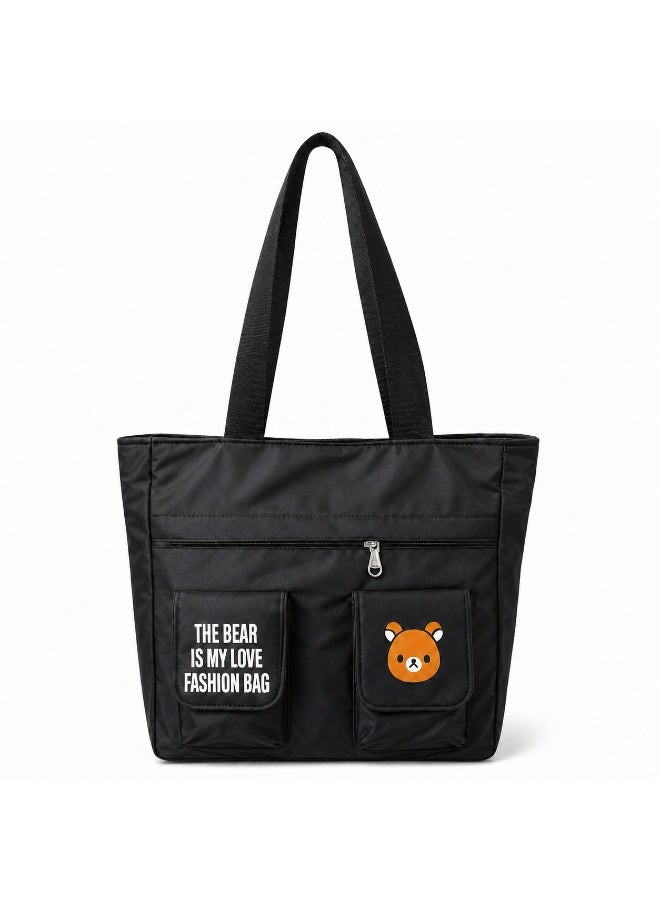 Women’s Tote Bag with Top Zipper, Multiple Front Pockets, Detachable Mini Purse and Wide Shoulder Straps - Image 2