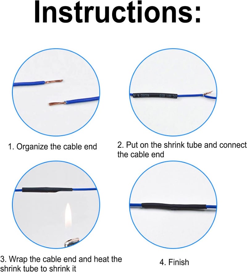 Heat Shrink Tubing Kit | 2:1 Shrink Ratio, 10.4Mpa Tensile Strength | PE Material for Wire Insulation/Cable Protection/Color Coding | 45mm Length, 84℃ Activation (560pcs box) - Image 5