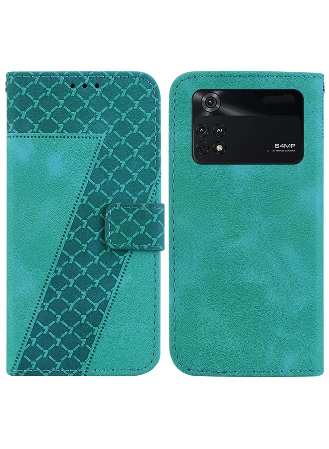 The Bros Case For Xiaomi Poco M4 Pro 7-shaped Embossed Leather Phone Case