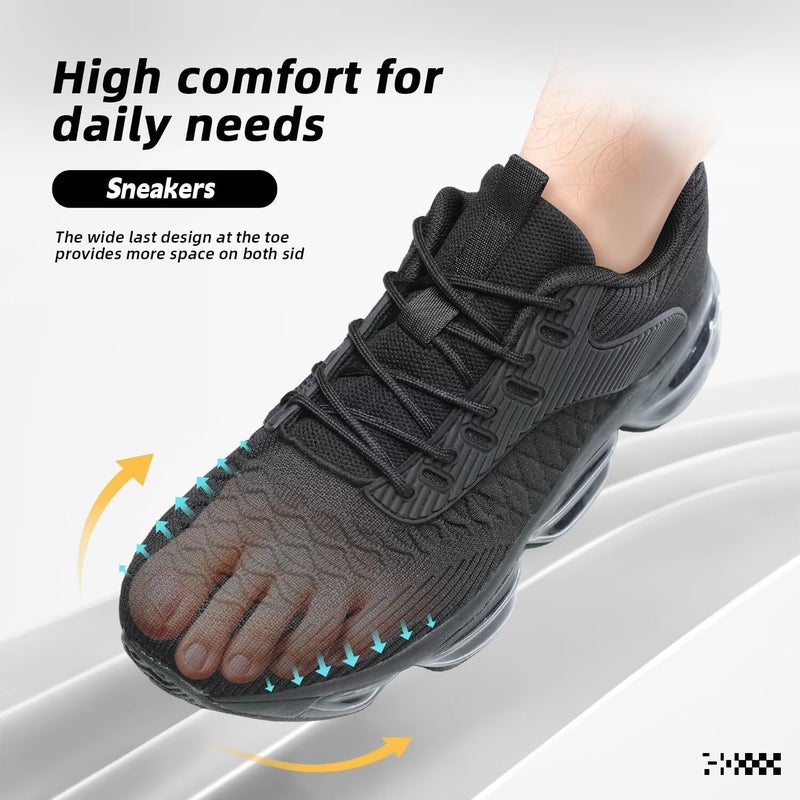 Socviis Mens Running Shoes Air Low Top Comfort Walking Lace Up Sneakers Breathable Fashion Tennis Sport Gym Fitness Cross Trainers Black - Image 4