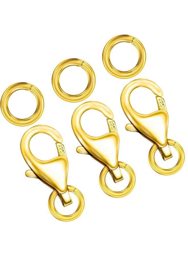 Ofiuny 18K Gold Lobster Clasps for Jewelry Making, 925 Sterling Silver Lobster Claw Clasp with Jump Rings for DIY Necklaces Bracelet Anklet Made in Italy - Image 1