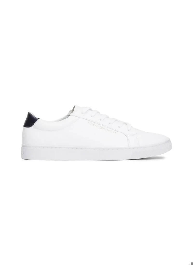 TOMMY HILFIGER Women's Metallic Back Lace-Up Trainers - Leather, White