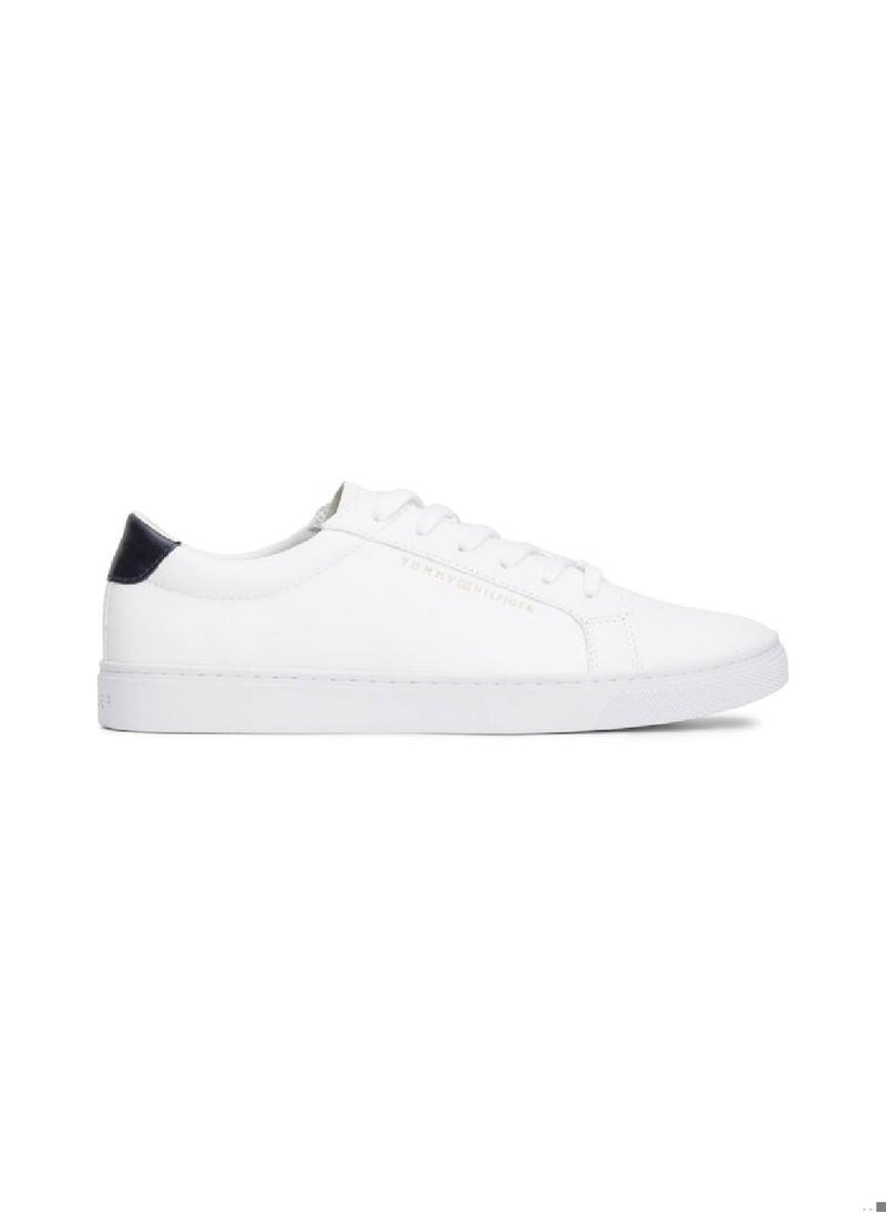 TOMMY HILFIGER Women's Metallic Back Lace-Up Trainers - Leather, White  - Image 1