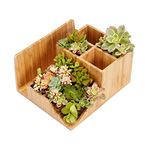 MobileVision Bamboo Multi-Function Desktop Organizer; Store stationary items like notepads, file folders, paperclips, business cards, pens, & more - Image 5