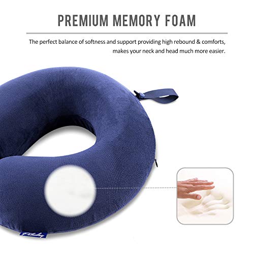 Fabuday Travel Pillow Memory Foam - Head Neck Support Airplane Pillow for Traveling, Car, Home, Office, Travel Neck Flight Pillow with Attachable Snap Strap Soft Washable Cover - Image 4