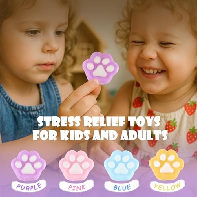 CHEROSIN 144Pcs Sticky Cube Squishy Toys for Kids, Kawaii Cat Paw Mochi Squishy Sensory Toys for Kids & Adults - Image 5