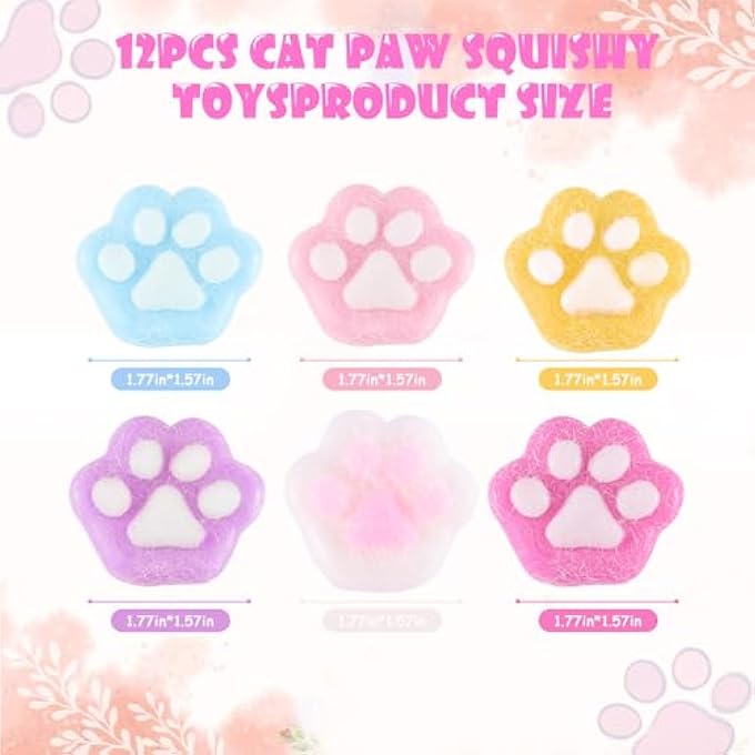CHEROSIN 144Pcs Sticky Cube Squishy Toys for Kids, Kawaii Cat Paw Mochi Squishy Sensory Toys for Kids & Adults - Image 3