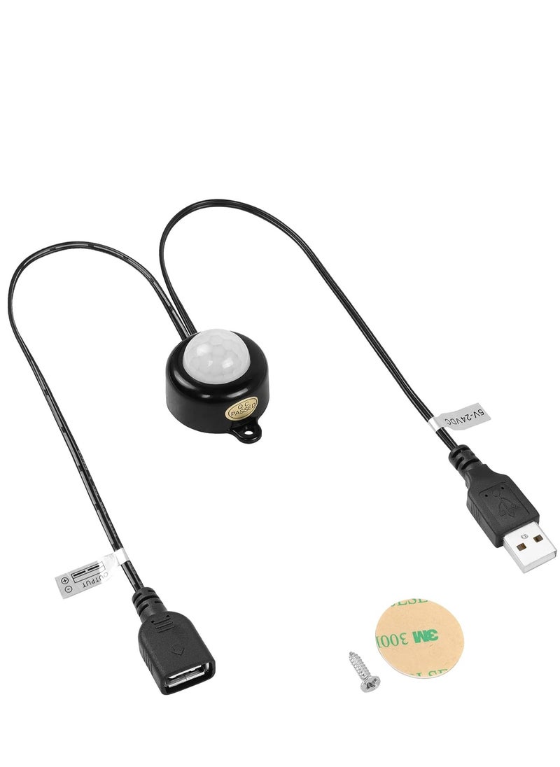 KASTWAVE - Mini PIR Motion Sensor Switch, with USB Interface Cable 2A PIR Infrared Motion Human Body Sensor Detector Switch Light Sensor Adjustable, for LED Strip - Image 1