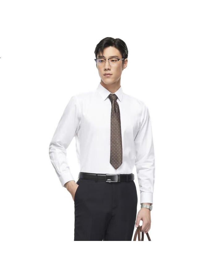 Youngor Men'S Shirt Spring And Autumn, Youth Business, Easy-Care, Slim-Fit High-End Long-Sleeve Shirt, White, Size 42 - Image 1