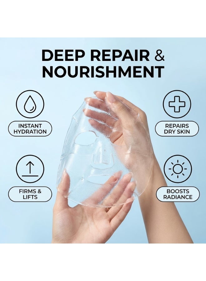 HFRUI Hyaluronic Acid Repair Sheet Mask - Deep Hydration & Skin Repair - Microcrystalline Hydrolyzed Collagen & Tremella Extract - Soothing Care for Sensitive Skin - 38g × 4pcs - Image 5