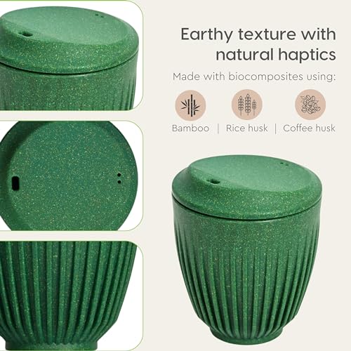Eha Earth-Friendly Retro Coffee Cup Set of 4 |250 Ml | Coffee Mug with Lid |Made with Rice Husk | Tea Cup with Lid | Microwave Safe| for Hot & Cold Coffee, Milk & Tea Mug| Multi-Dark - Image 5