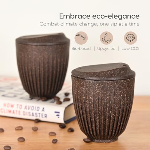 Eha Earth-Friendly Retro Coffee Cup Set of 4 |250 Ml | Coffee Mug with Lid |Made with Rice Husk | Tea Cup with Lid | Microwave Safe| for Hot & Cold Coffee, Milk & Tea Mug| Multi-Dark - Image 3