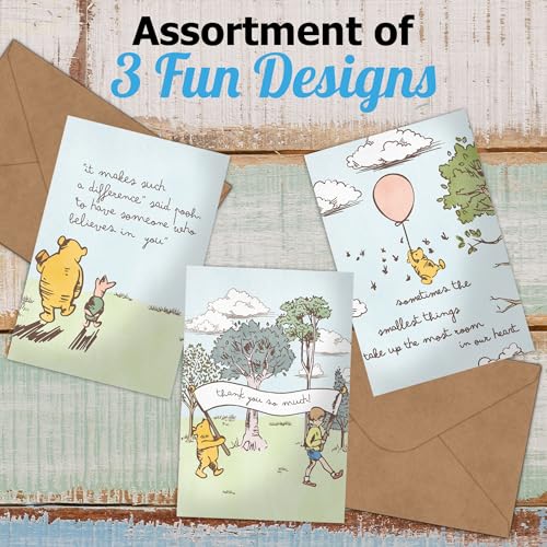 Pro Supply Global 24 Count of 4x6 Pre-Folded Pooh Thank You Cards With Blank Inside To Leave a Note and Envelopes - Assortment of Greeting Cards Come In 3 Designs - Image 5