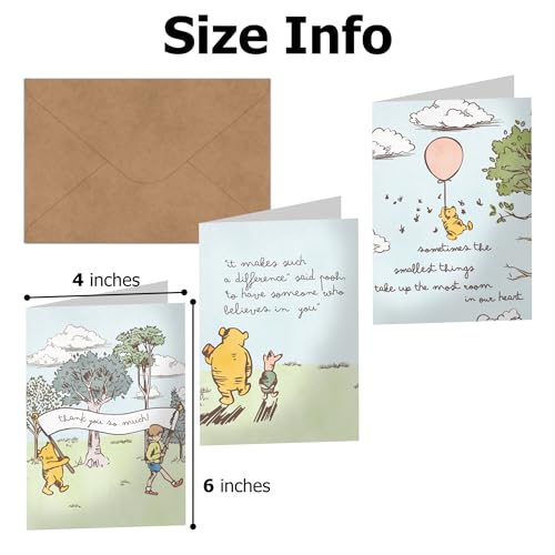 Pro Supply Global 24 Count of 4x6 Pre-Folded Pooh Thank You Cards With Blank Inside To Leave a Note and Envelopes - Assortment of Greeting Cards Come In 3 Designs - Image 3