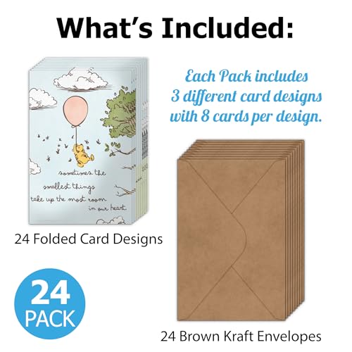 Pro Supply Global 24 Count of 4x6 Pre-Folded Pooh Thank You Cards With Blank Inside To Leave a Note and Envelopes - Assortment of Greeting Cards Come In 3 Designs - Image 4