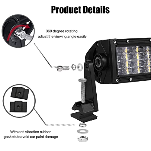 LEDKITO LED Light Bar Side Mounting Bracket Base Mounting Universal Bracket 2PCS Rubber Pad Brackets kit for Mounting Straight or Curved LED Light Bar from 7 inch up to 52 inch Pack of 2 - Image 3