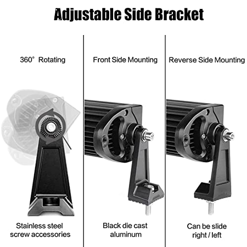 LEDKITO LED Light Bar Side Mounting Bracket Base Mounting Universal Bracket 2PCS Rubber Pad Brackets kit for Mounting Straight or Curved LED Light Bar from 7 inch up to 52 inch Pack of 2 - Image 5
