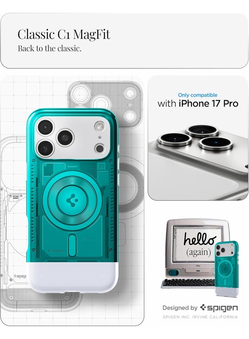 Spigen Classic C1 MagFit for iPhone 17 PRO Case Cover with MagSafe & Extreme Protection Tech - Bondi Blue - Image 2