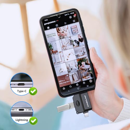 Kinsound 5 in 1 SD & TF Card Reader for iPhone with Type-C, Lighting & USB Female Ports, Memory Card Reader Compatible with TF, SD, SDHC, SDXC, MMC, RS-MMC, Micro SDXC for iPhone & Android Phone - Image 4
