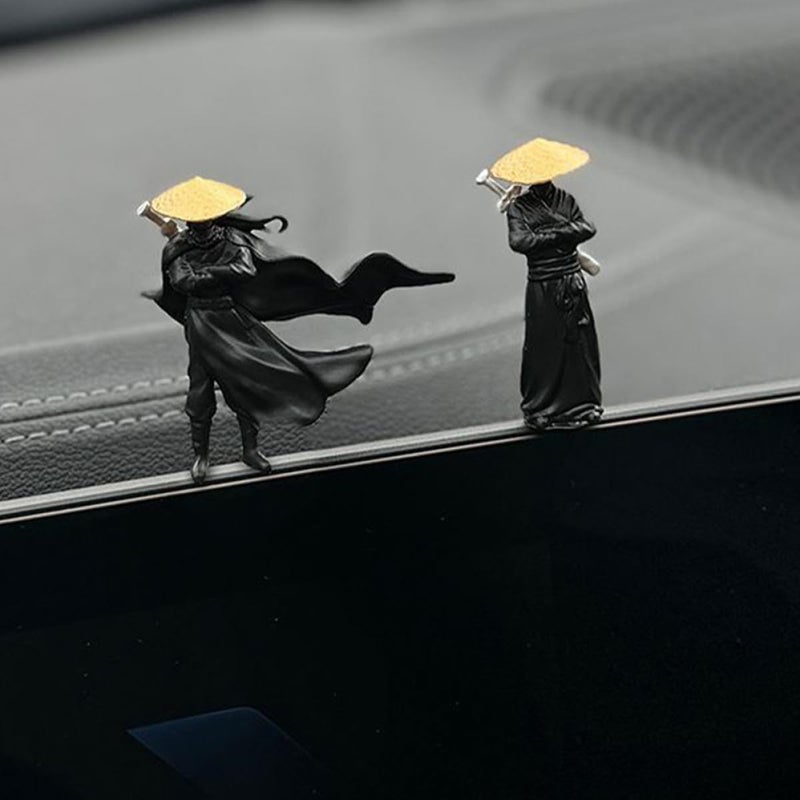Black Resin Ancient Knight Miniature Figurines Set For Home Office Desktop Decor - Image 5